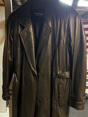 Wilson’s Leather Double Breasted Leather  Trench Coat.